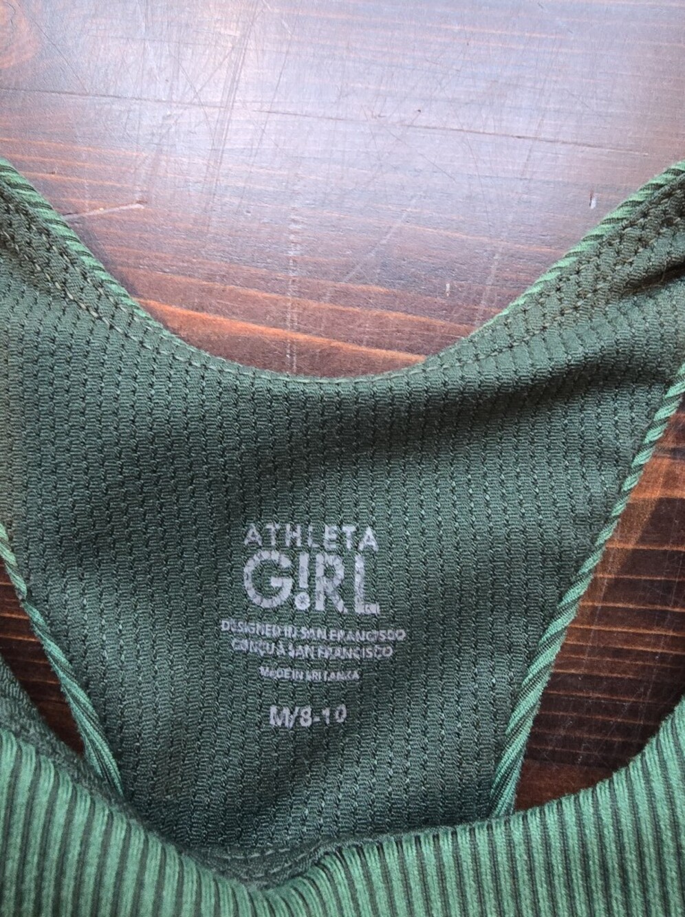 Athleta Girl Green Ribbed Seamless Racerback Crop Tank Sports Bra - Medium (8-10 - Picture 2 of 3